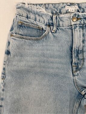 Good American Distressed Light Wash Wide Leg Jeans Raw Waist 90s Y2K Size 6/28